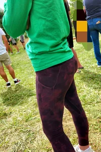 Thin Milf in purple yogas (hint of VPL)
