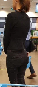 Cute Little Ass in Black Tight Jeans Candid Photo