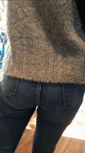 Brunette in tight blue jeans
