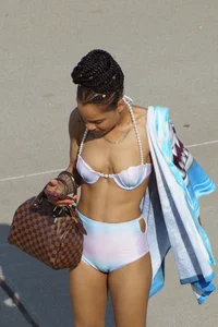 Sexy mix of girls in bikinis at the beach