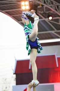 Bunch of athletic Thai cheerleaders at a competition