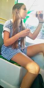 Skinny Girl in a Short Dress Bus Candid