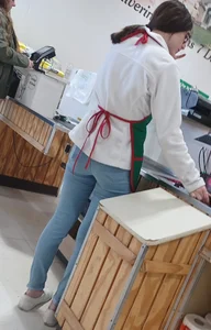 Teen at work in jeans