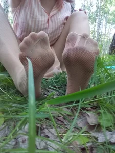 Legs and Feet in Pantyhose - Closeup Selfies in the Forest