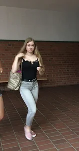 Cute Teen in tight grey jeans