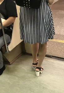 Feet in High-Heeled Sandals Subway Train Closeup Creepshots Gallery