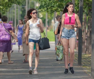 Girls in Denim Mini Shorts Street Creepshot