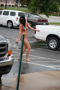 Various sexy girls at car washes in bikinis