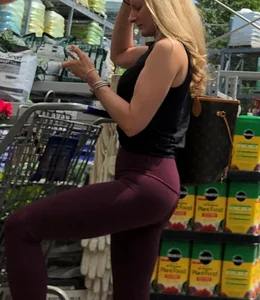 fit milf in sexy maroon leggings