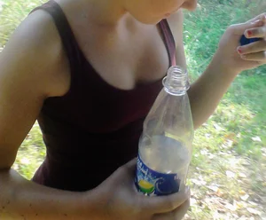 Cute girl in a swimsuit closeup