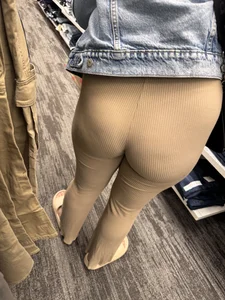 Hot Mom in Tan Ribbed Flares