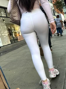 Sexy brunette showoff in seethrough white leggings ( OC )