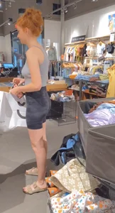 Red head babe with tight Ass in LULU Shorts   / not Oc