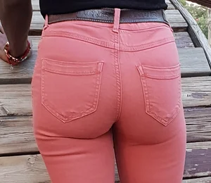 Ebony in red jeans