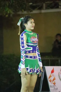 Bunch of athletic Thai cheerleaders at a competition