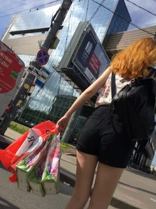 Hot Ginger In Shorts With Hot Legs in a Public Bus and on a Crosswalk Creepshots Gallery