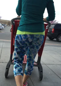 Target milf sexy in patterned leggings while shopping