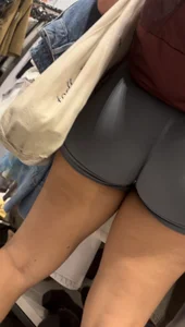 Thick Asian gym girl in grey alphalete booty shorts (OC)