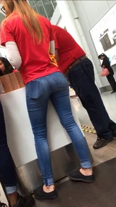 Skinny Girl in Tight Jeans With Long Thin Legs