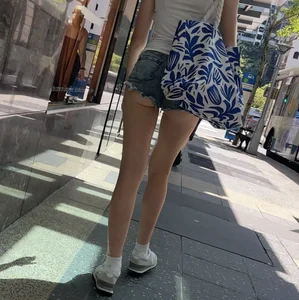 (OC) Slim Blonde in Booty Shorts Ass Hanging Out