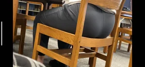 College babe with a nice ass in leggings and sweats at the library