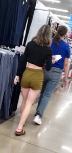 Thin short shorts college slut