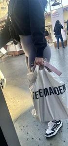 Sexy girl in grey leggings showing ass and cameltoe