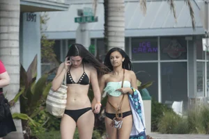 Sexy Florida beach bikini girls, some topless