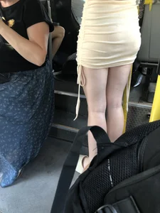 Sexy Candid Booty and Legs in a Dress Juicy VPL Public Bus Closeup Creepshot