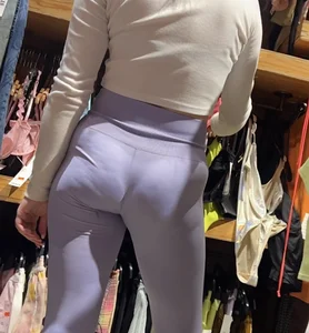 Tight petite college blonde girl with a plump ass in pastel purple leggings (vtl)