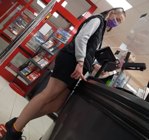 Chick in black shorts