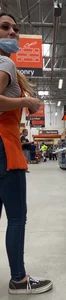 caught by home depot worker. then, moves closer to camera