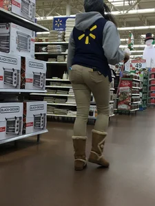 Black Walmart employee with a nice booty in tight jeans