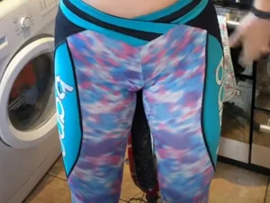 Sexy short haired girlfriend with a nice ass and camel toe in spandex