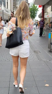 Hot Candid Girl in Shorts And Heel Sandals Street Creepshots, Great Lets