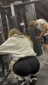 Tall Gym Blonde In Black Shorts (Bends Over)