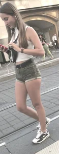 Sexy girl with nice booty in camo shorts