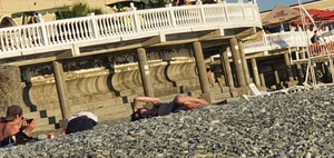 Hot Candid Girl in a Swimsuit Chilling on a Beach With Her Boyfriend Creepshots Series