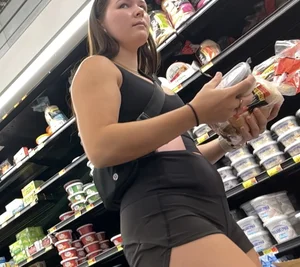 Cute college girl at Walmart in tight lulu shorts