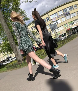 Hot Girl with Long Legs in a Dress Street Candid