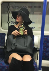 Hot Candid Girl in Knee-High Boots and a Hat Subway Creepshot