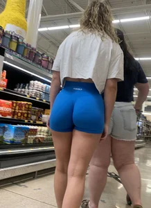 Fine ass PAWG in blue tight shorts