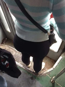 Big Booty in Black Tights Bus Creepshot
