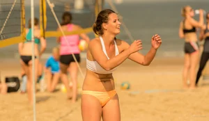 Beach volleyball babes in bikinis
