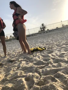 Girl in Swimsuit at the Beach Candid