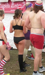 Sexy brunette in her panties for a panty run