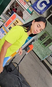 Beautiful gas station attendant