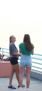 Bubble butt in spandex w cute teen in shorts