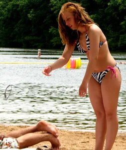 Thick bootied teen in zebra bikini