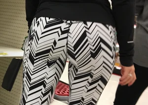 Black and white patterned leggings booty on cute girl at Target